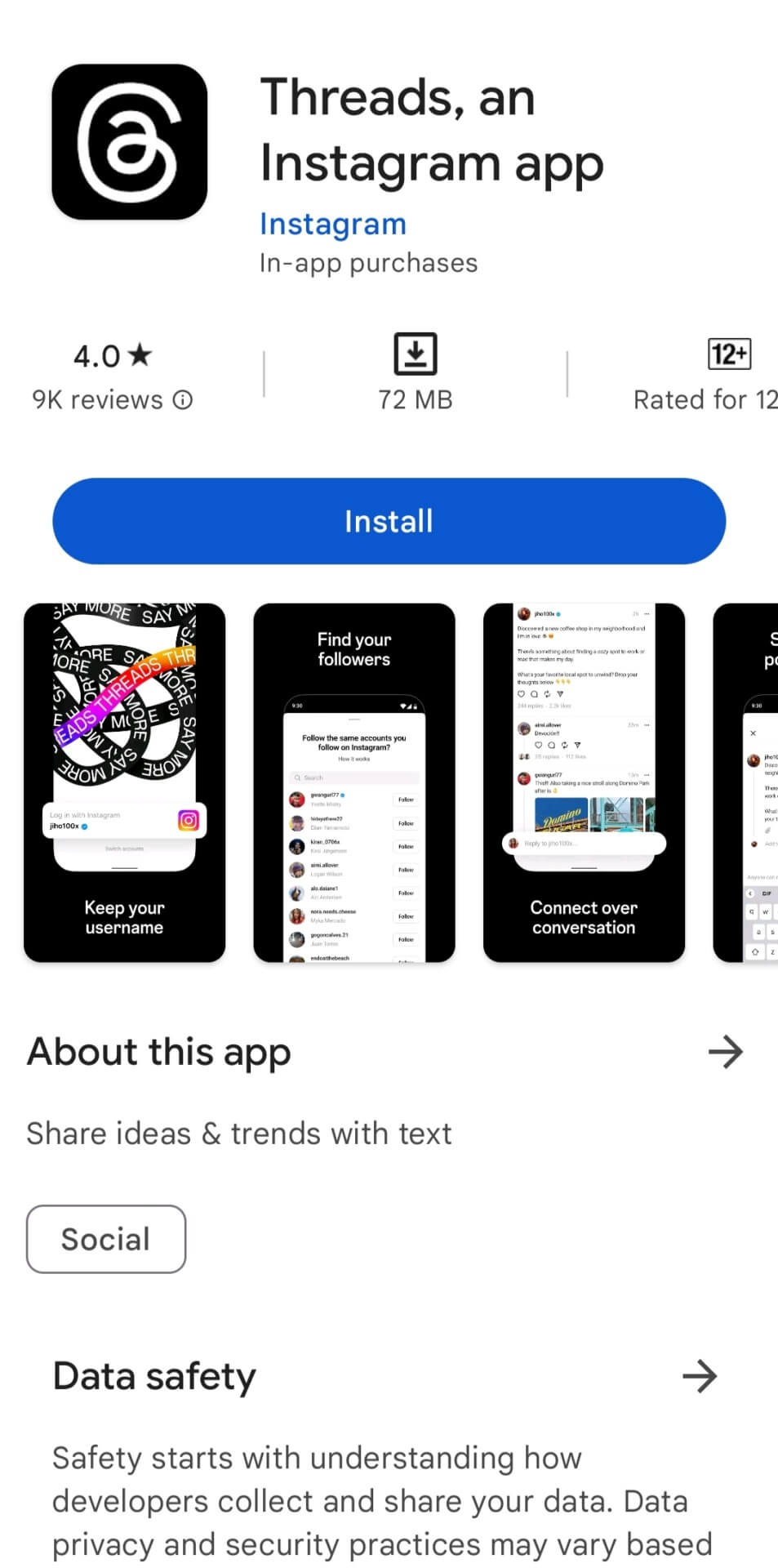 Threads An Instagram App on Play store and Apple store MarketBurner